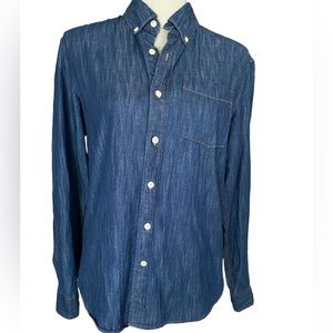Gap Denim Blue Untucked Fit Stretch button up long sleeve Woman’s Size SP